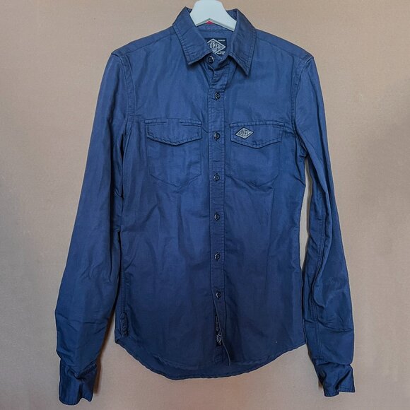 Superdry Japan brand British Design Dark Blue Cotton/Flax US Size Small NWOT - Picture 1 of 9